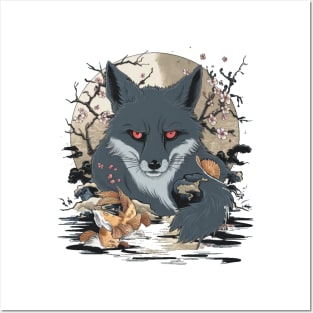 Gloomy Fox Japanese Art Print Posters and Art